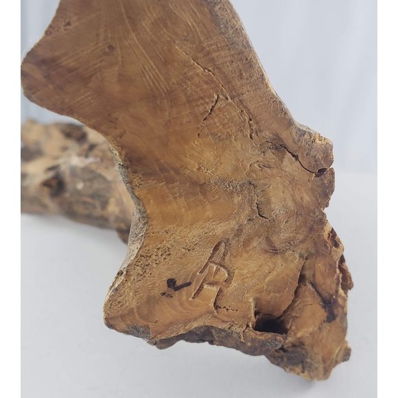 Vintage Hand Carved Spirit Face Tree Branch Wood Folk Art Artist Signed AR 17" - Picture 7 of 7